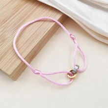 1 pieza Nuevo brazalete de doble anillo de la suerte con brazalete de doble anillo de acero inoxidable, cuerda, apto para uso diario