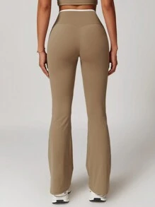 MASKERT Pantalon évasé de yoga pour femmes, pantalon casual à haute élasticité, pantalon de yoga, confortable et amical pour la peau