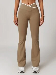 MASKERT Pantalon évasé de yoga pour femmes, pantalon casual à haute élasticité, pantalon de yoga, confortable et amical pour la peau