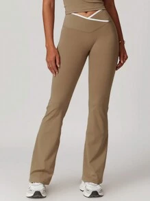 MASKERT Pantalon évasé de yoga pour femmes, pantalon casual à haute élasticité, pantalon de yoga, confortable et amical pour la peau
