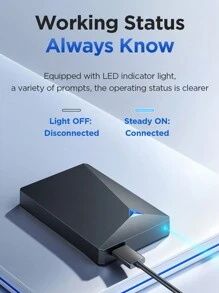 EAGET 1TB 便携式外置硬盘超薄 2.5 英寸 USB 3.0 HDD 兼容 PC、PS4、台式机、书籍、笔记本电脑存储扩展备份快速传输（双盘位，单盘 500G） - 藍色 - 查看 9