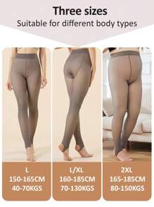[1 pieza/Set] Medias opacas 200g con efecto lana para mujer con forro térmico, sin costuras, elásticas y adelgazantes, para usarse como pantalones en otoño e invierno