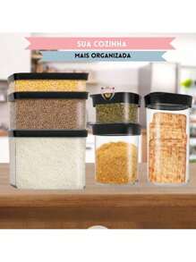 Conjunto Com 3 Potes Herméticos Cozinha 2,5 Litros  Kit Com 3 potes Hermeticos 2500ml Porta Mantimentos para grãos arroz ração Resistente