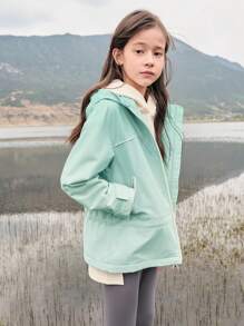 Balabala Girls' Gradient Hooded Jacket Fall Outerwear - Green - View 2