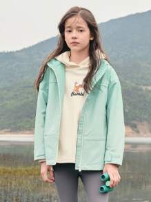 Balabala Girls' Gradient Hooded Jacket Fall Outerwear - Green - View 1