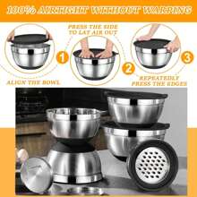 TAIMASI Mixing Bowls With Airtight Lids Set, 26PCS Stainless Steel Khaki Bowls With Grater Attachments, Non-Slip Bottoms & Kitchen Gadgets Set, Size 7, 4, 2.5, 2.0,1.5, 1QT, Great For Mixing & Serving - Perfect For Thanksgiving, Christmas, New Year's, And Mother's Day Cooking And Gifting