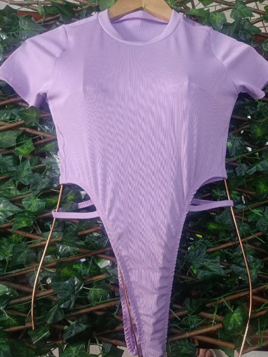 Bodysuit Low-Cut Ribana Fashion Blogger Foreign Summer 2024/2025 - 紫丁香色 - 查看 1