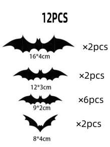 28pcs/Set Halloween Wall Bat Decorations, 4 Different Sizes 3D Realistic Horror Bat Stickers, Black Plastic Fake 3D Bat Stickers For Party Home Window Decor, Suitable For House, Window, Home, Yard, Indoor, Bathroom, Bar, KTV, Haunted House And Halloween Party Supplies,Christmas