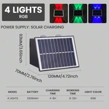 1 pieza Luz de pared solar, material de plástico, color RGB, luz de ambiente para exteriores, luz proyector decorativa de color, adecuada para exteriores, jardín, pared de villa, escaleras exteriores, balcón