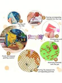 8pcs Diamond Art Coaster Set With Stand, Suitable For Beginners, Adult Diamond Painting Craft Kit, Handmade Arts And Crafts