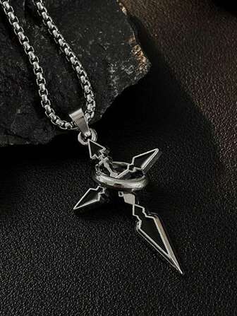 1 件男士吊坠项链，时尚休闲运动衫链配饰