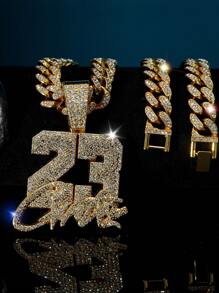 1個幸運數字23男士項鍊，嘻哈風情侶項鍊，節日送禮給家人和朋友的禮物 - 數字23 - 查看 18