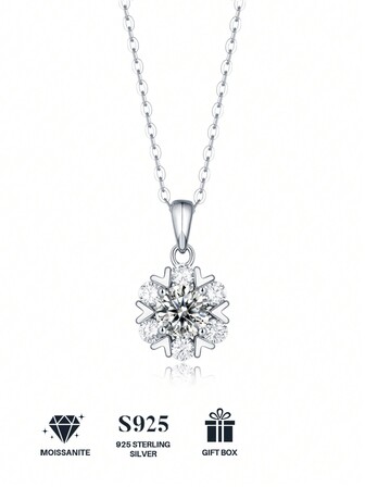1 pieza Collar de plata sterling 925 con colgante de moissanita, regalo para el Día de la Madre, San Valentín, compromiso, boda, aniversario, cumpleaños