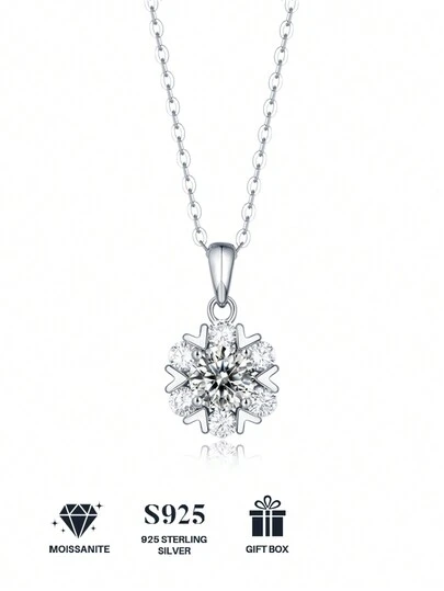 1 st Moissanit 925 Sterling Silver Halsband Hänge Dam Chokerkedja, Mors dag, Alla hjärtans dag, Förlovning, Bröllop, Årsdag, Födelsedagspresent