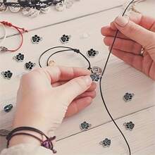 10/20 件狗爪/猫爪印花串珠吊坠，金属小狗脚印饰物，适合 DIY 珠宝制作、项链和手链 - 彩色 - 查看 4