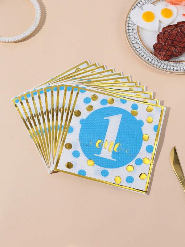 20/40/60/100 قطعة مناديل ورقية أحادية الاستخدام لحفلة عيد الميلاد الأول