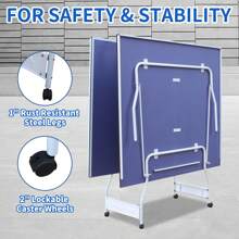 Professional Indoor Outdoor 9FT Ping Pong Table With Quick Clamp Ping Pong Net And Post Set- 10 Minute Easy Assembly Foldable Table Tennis Tables With Compact Storage