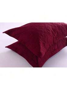MarCielo 2 Pieces Embroidered Pillow Shams King Size - Màu Đỏ Sâu - Xem 3