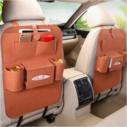 Bolsa de almacenamiento de fieltro para asiento de coche - Perfecta para almacenar suministros interiores, mercancías y más - Montada en el respaldo para pequeños empresarios/tiendas/comerciantes