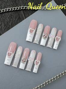 10 Bộ Móng Tay Giả Làm Thủ Công, Thiết Kế Ngách Đơn Giản, Bộ Ba Lê Siêu Dài, Hoa Lấp Lánh Ba Chiều Đính Đá Pha Lê Hồng, Nơ Siêu Lớn, Phong Cách Hot Girl Châu Âu Và Mỹ Y2K, Thiết Kế Che Phủ Toàn Diện, Có Thể Tháo Rời Và Tái Sử Dụng - Nhiều màu - Xem 7