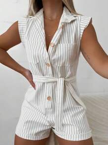 Women's Clothing/ Rompers/ Headband/ Linen - White - View 1