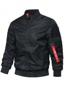 Men's Street Fashion Zip Arm Pocket Outdoor Windproof Baseball Jacket