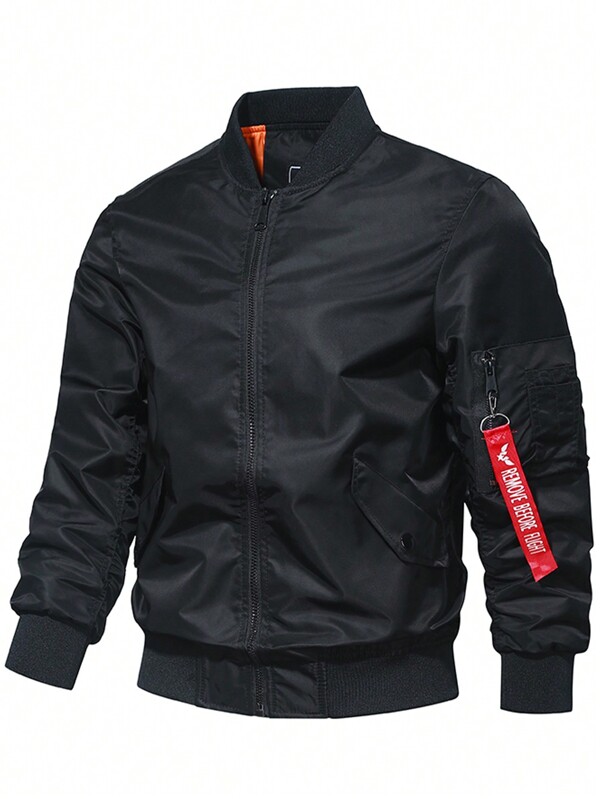 Men's Street Fashion Zip Arm Pocket Outdoor Windproof Baseball Jacket