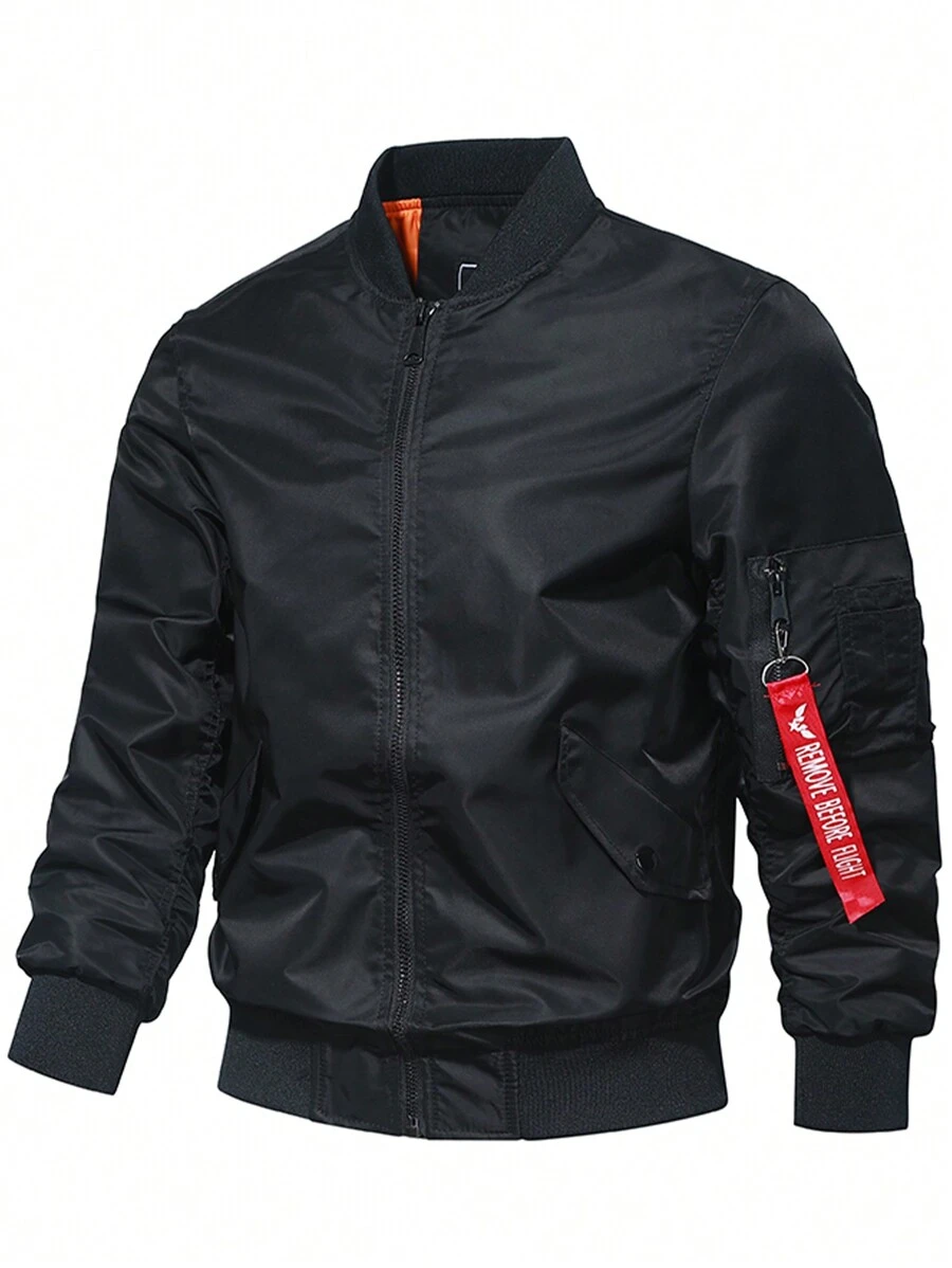 Men's Street Fashion Zip Arm Pocket Outdoor Windproof Baseball Jacket