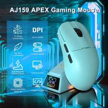 HOOPOND X AJAZZ AJ159 APEX 8K Wireless Gaming Mouse, Magnetic Charging Dock With TFT Screen, Pixart PAW3950 Sensor, Up To 42K DPI, 56g Ultralight, 100M Clicks HUANO Switch, Tri-Mode Mice, For PC - Blue - View 2