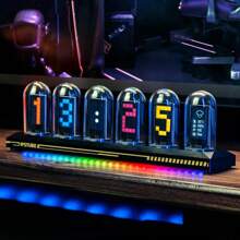 Nixie Tube Clock Night Light, DIY Nixie Tube Clock Kit Simulation, Digital Clock Supports Wi-Fi Time Calibration, 3 Lighting Modes, 12/24 Hour Display IPS Glowing Analog Desktop Clock Decor Gift (RGB) - USB Plug - View 12