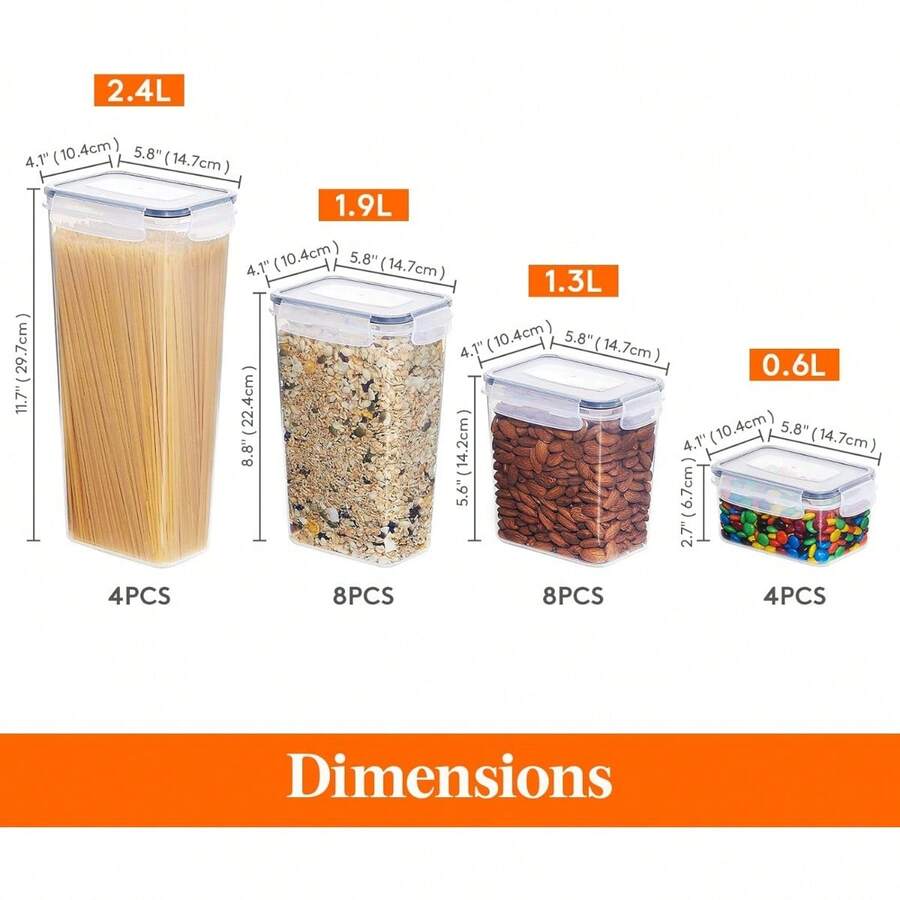24pcs Airtight Food Storage Containers With Universal Lids, Plastic