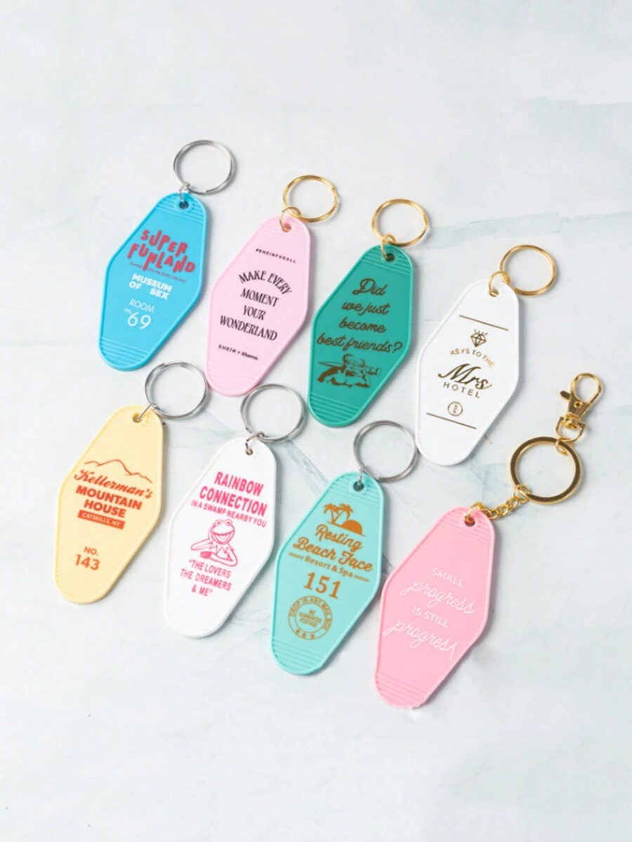 1pc Colorful Hotel Room Key Chain, Rhombus Shaped Hotel/Motel Key Holder - Multicolor - View 1