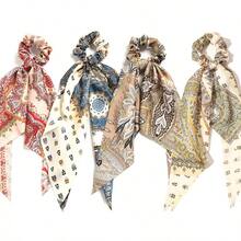 National Pattern Ribbon Style Korean Retro Floral Bow Hair Tie Fresh And Sweet Elegant Girls Ponytail Hair Tie - Multicolor - View 2