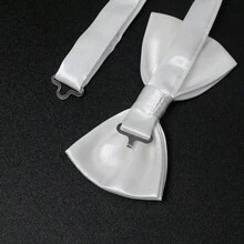 3pcs Set, Men's Pocket Square, Bow Tie And Cufflinks, Suitable For Men's Wedding, Birthday Gift - White - View 7