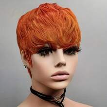 Short Pixie Cut Wigs Full Machine Made Wigs Black Color With Remy Brazilian Human Hair For Blacke Women