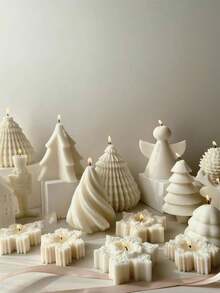 1 件 3D 方形硅胶模具适用于圣诞树蜡烛 DIY 环氧树脂手工蜡烛、石膏、树脂水晶工艺品家居装饰 - 白色 - 查看 11