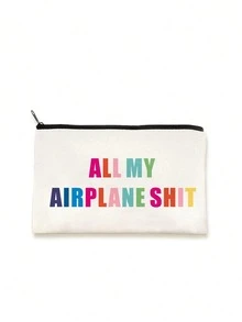 1pc Y2K Style Rainbow Letter Print Colorful Letter Design Funny Makeup Pouch Portable Toiletry Bag For Travel Makeup Bag Make Up Organizer Makeup Storage Cosmetic Bag Wash Bag Bathroom College Dorm - Multicolor - View 3