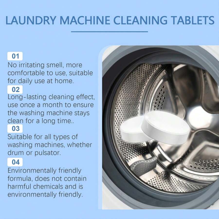 1 Box Washing Machine Cleaner Effervescent Tablets, Remove Dirt & Odor