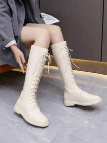 Botas altas de mujer color marrón, nuevo estilo primavera 2025, botas de montar altas delgadas sin sobre la rodilla, de ajuste ceñido, talla grande 43