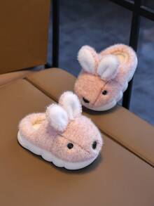 Nuevas y lindas pantuflas de conejo de dibujos animados para niños en otoño e invierno, adecuadas para el ocio interior y exterior, cómodas, antideslizantes, con base suave, base gruesa, pantuflas de casa cálidas - Rosa - Ver 5