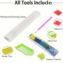 1pc Energetic Penguin Diamond Painting Kit, 5D Full Round Diamond Art, DIY Home Room Decor Embroidery Craft Set