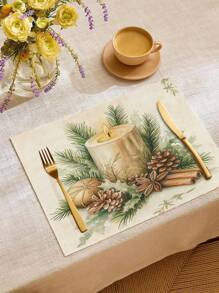 1pc Christmas Candle & Pine Cone Table Runner, Christmas Home Decor Table Runner, Indoor Outdoor Party Supplies, Room Decoration. Suitable For Christmas Home Kitchen Decor And Christmas Event Party Decoration - Multicolor - View 8