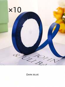 1pc (10 cuộn) Ruy băng trang trí rộng 1cm cho hoa, hộp đựng bánh, Giáng sinh, nơ, Ruy băng satin - Nhiều màu - Xem 17