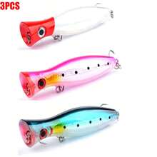 Simulated Fishing Bait Topwater Fishing Lures GT Popper Lures Saltwater Popper Lures Floating Fishing Lures Tuna Popper Lures With 3X Strong Hook Surf Fishing