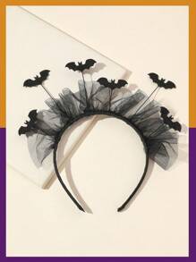 1 pieza Diadema de maya con murciélago estilo gótico para Halloween, tocado de disfraz de fiesta, diadema de Halloween - Negro - Ver 1