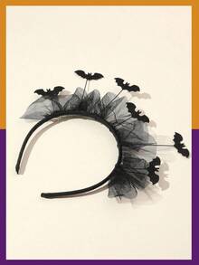 1 pieza Diadema de maya con murciélago estilo gótico para Halloween, tocado de disfraz de fiesta, diadema de Halloween - Negro - Ver 2