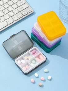 新款十字6格药盒便携式一周旅行药品收纳盒分装药丸盒密封不粘味小药盒 - 綠色 - 查看 4