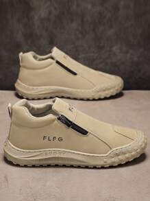 Giày thể thao nam thường ngày, giày da ngoài trời, bốt cổ thấp thời trang có khóa kéo, bốt da chống thấm nước, giày lười thường ngày, giày thể thao chống trượt chống thấm nước, giày da đế dày nâng cao, bốt cổ thấp bằng da chống thấm nước kiểu dáng cổ điển có khóa kéo đôi - Màu Khaki - Xem 6