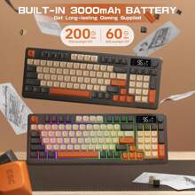 M96 Wireless Gaming Keyboard,Knob Control Bluetooth/2.4G Wireless Mechanical Feeling Keyboard,RGB LED Backlit With Display Screen, PBT Keycap, 2000mAh, 94-Key Layout For Win - 微光 - 查看 3