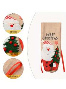 1/2pcs Christmas Wine Bottle Covers Set - Santa & Snowman Designs, Dustproof Burlap Decorations For Holiday Table, Bag, Organizer, Storage, Kitchen Insulation, Galentines, Puppy, Carnival, Party Decorations, Spring Summer Picks, Brides Maid Gifts, Room, Bedroom Decor, Bedroom Decor, Beach, Travel, For Men, For Women, Vacation - Multicolor - View 3